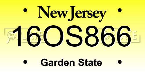 16OS866 New Jersey License Plate
