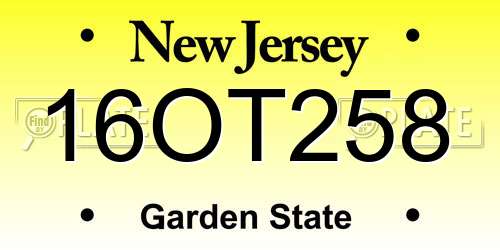 16OT258 New Jersey License Plate