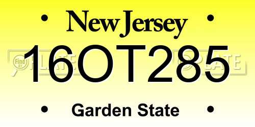 16OT285 New Jersey License Plate