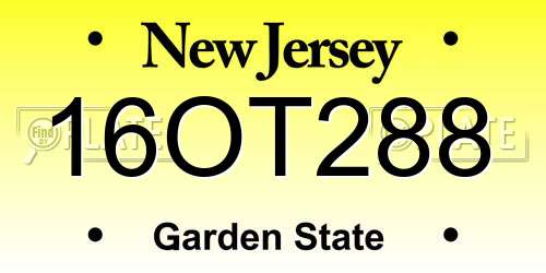 16OT288 New Jersey License Plate