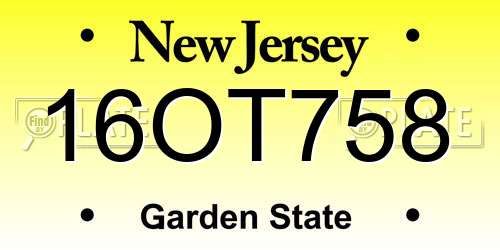 16OT758 New Jersey License Plate