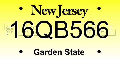 16QB566 New Jersey License Plate