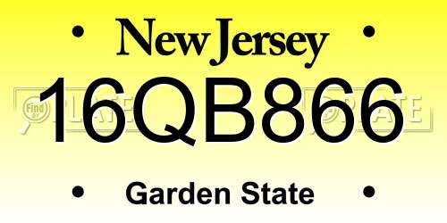 16QB866 New Jersey License Plate