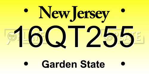 16QT255 New Jersey License Plate