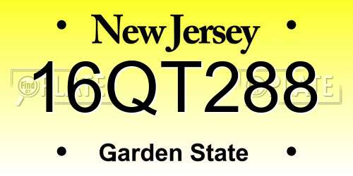 16QT288 New Jersey License Plate