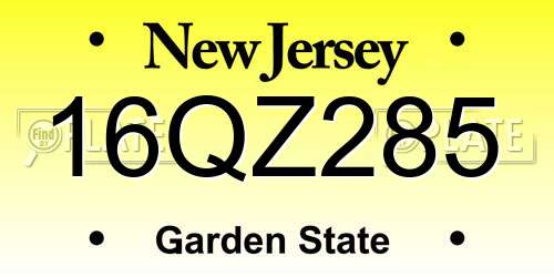 16QZ285 New Jersey License Plate