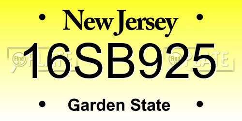 16SB925 New Jersey License Plate