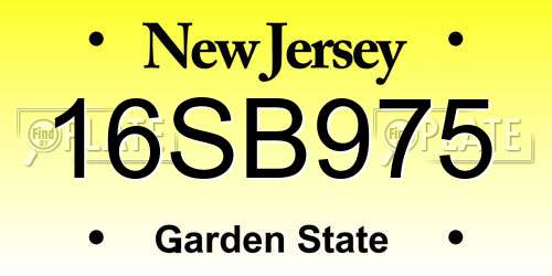 16SB975 New Jersey License Plate