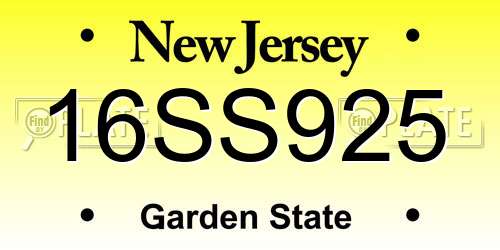 16SS925 New Jersey License Plate