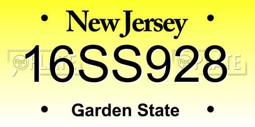 16SS928 New Jersey License Plate
