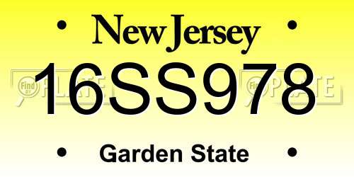 16SS978 New Jersey License Plate