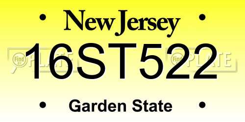 16ST522 New Jersey License Plate
