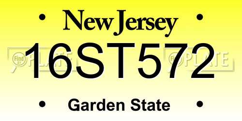16ST572 New Jersey License Plate