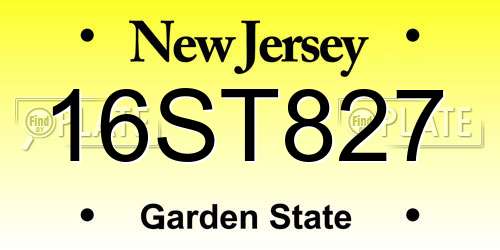 16ST827 New Jersey License Plate