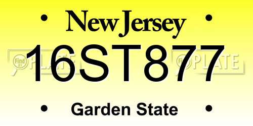 16ST877 New Jersey License Plate