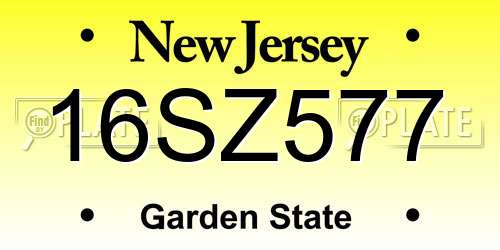 16SZ577 New Jersey License Plate
