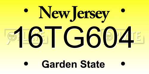 16TG604 New Jersey License Plate