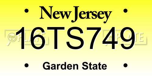 16TS749 New Jersey License Plate