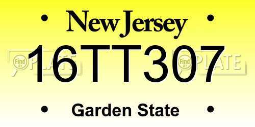 16TT307 New Jersey License Plate