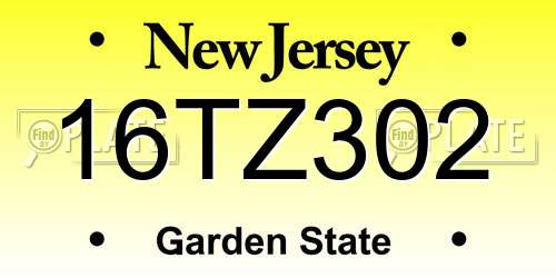 16TZ302 New Jersey License Plate