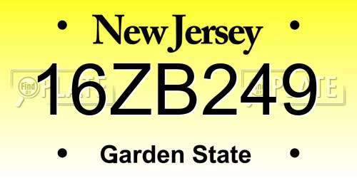 16ZB249 New Jersey License Plate