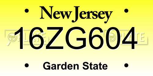 16ZG604 New Jersey License Plate