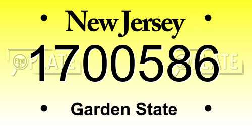 1700586 New Jersey License Plate