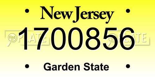 1700856 New Jersey License Plate