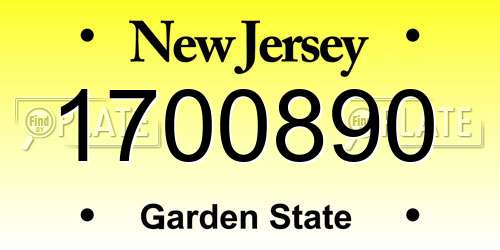 1700890 New Jersey License Plate