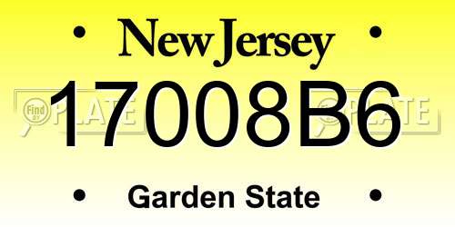 17008B6 New Jersey License Plate