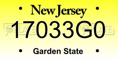 17033G0 New Jersey License Plate