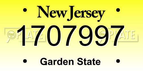 1707997 New Jersey License Plate