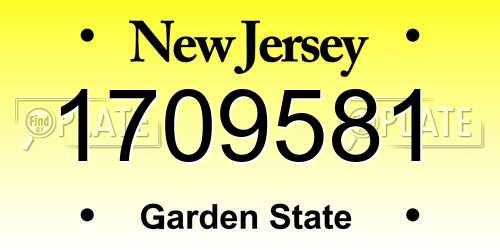1709581 New Jersey License Plate