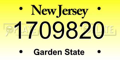 1709820 New Jersey License Plate