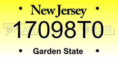 17098T0 New Jersey License Plate