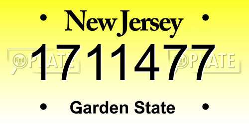1711477 New Jersey License Plate