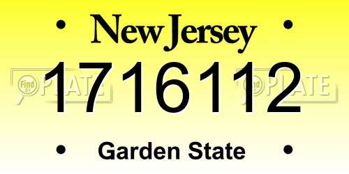 1716112 New Jersey License Plate