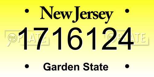 1716124 New Jersey License Plate