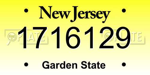 1716129 New Jersey License Plate