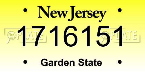 1716151 New Jersey License Plate