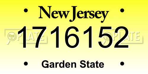 1716152 New Jersey License Plate