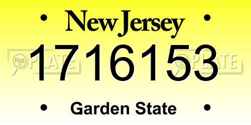 1716153 New Jersey License Plate