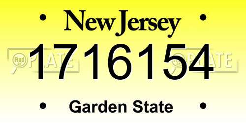 1716154 New Jersey License Plate