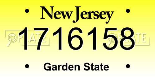 1716158 New Jersey License Plate