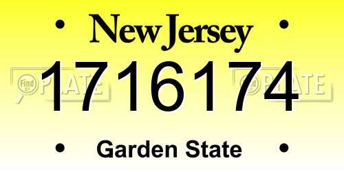 1716174 New Jersey License Plate