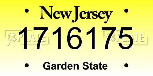 1716175 New Jersey License Plate