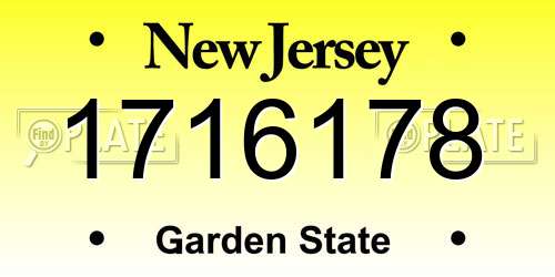 1716178 New Jersey License Plate