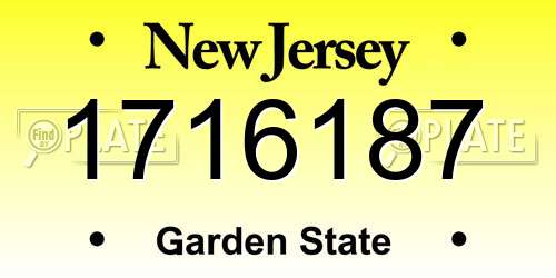 1716187 New Jersey License Plate