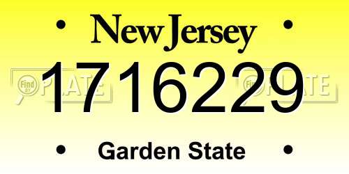 1716229 New Jersey License Plate