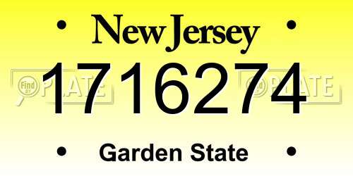 1716274 New Jersey License Plate